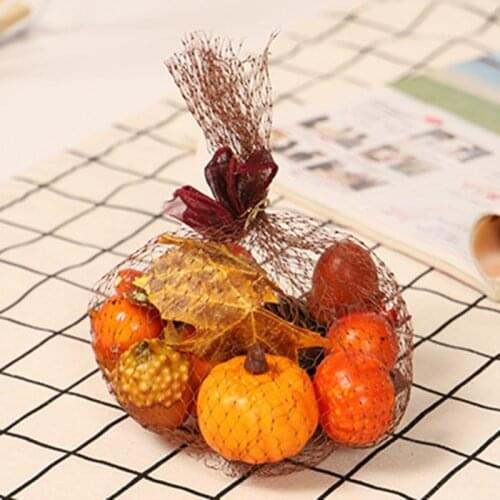 Artificial Small Pumpkin Gourd Acorn Berries Maple Leaf Artificial Pumpkin Diy Craft Simulation Fall Harvest Decor Props