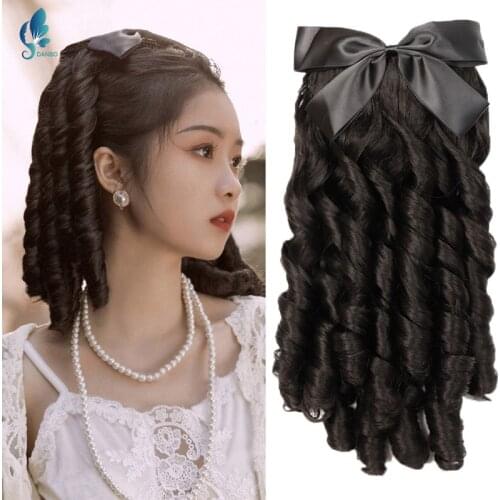 Royal Roll Hair Ponytail Clip Black Princess Hair Products Medieval Europen Hair For Women Evening Party Head Wear Accessorie
