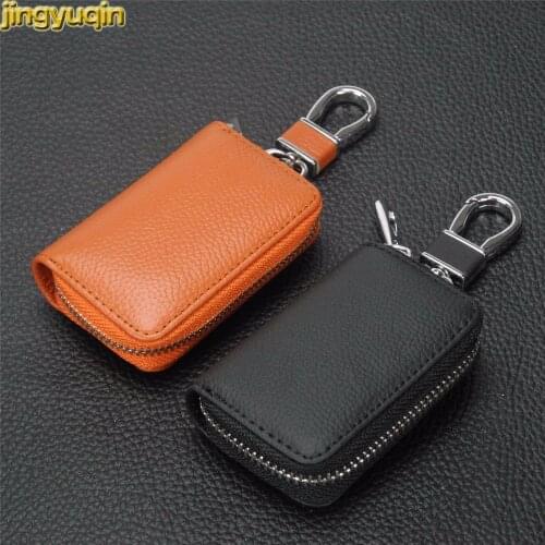 Genuine Leather Car Key Wallets For peugeot 407 kia ford focus toyota avensis hyundai BYD Starline volvo xc70 Men Key Chain Bag