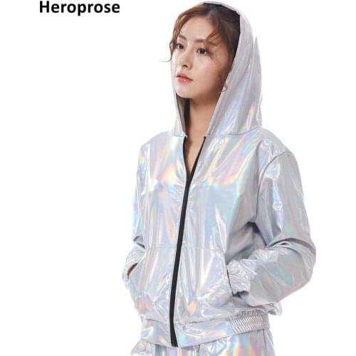 Heroprose Women Jacket 2019 Fashion Spring Autumn Female DS Jazz Stage Performance Streetwear Fluorescence Hip Hop Dance Coat
