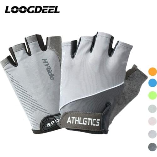 LOOGDEEL Riding Gloves Half Finger Anti-Slip Wearable Gloves Full Palm Silicone Snti Slip Design Ice Silk Fabric Bicycle Gloves