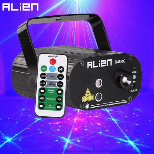 ALIEN Remote Mini Red Green 48 Patterns Stage Laser Projector Lighting Effect For Party Christmas Holiday Disco DJ With Blue LED
