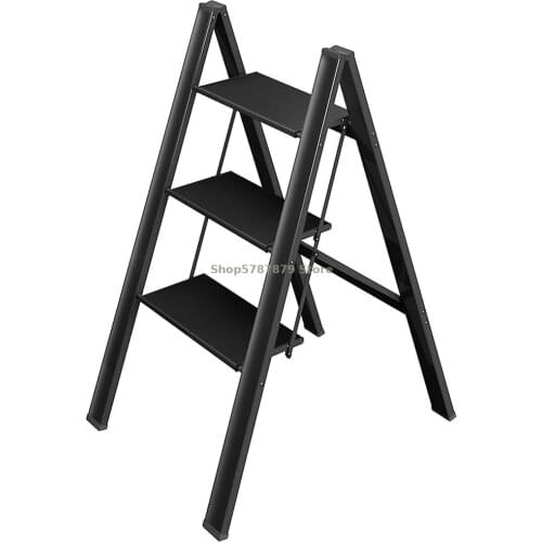 Multi Functional Small Ladder Household Folding Step Stool Storage Flower Rack Thickened Aluminum Alloy Herringbone Ladder Three