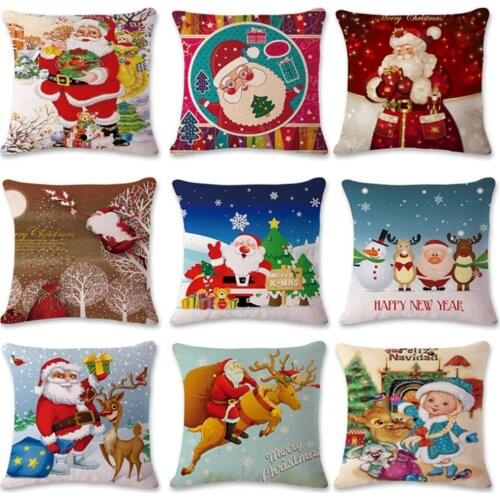 Fashion Christmas Design Cotton Linen Pillow Super Soft Car Office Sofa Cushion Pillow Home Decoration with LED