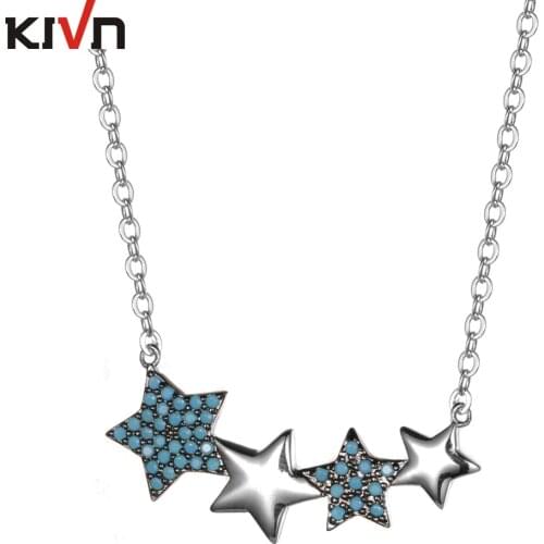 KIVN Womens Fashion Jewelry Blue Stars Cubic Zirconia Bridal Wedding Necklaces Christmas Girls Mothers Day Birthday Gifts