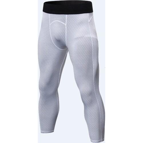 3/4 Pants Men Compression Tights Fitness Sports Leggings Mens Tracksuit Workout Sportswear Bodybuilding Quick Dry Trousers