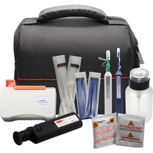 9 in 1 Fiber Cleaning Kit/Fiber Optic FTTH Tools Set FTTX Network Testing Tool with Fiber Inspection Microscope Cleaner Cassette