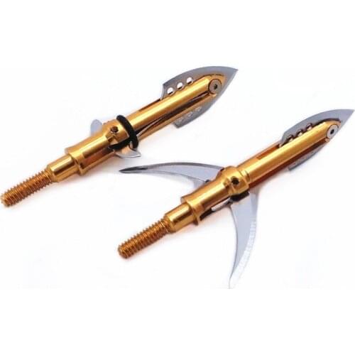 3PCS/lot New Arrivals Archery Broadheads Golden Arrow Heads 100grain 2 Expandable blade stainless steel arrow point