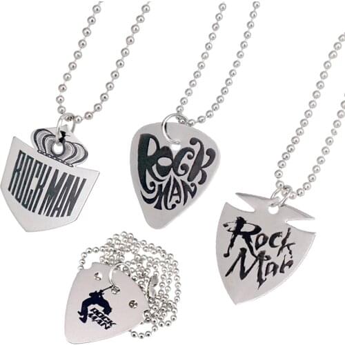 4 Pcs Men Women Guitar Pick Necklace with Chain Stainless Steel Guitar/Bass Plectrum Pendant Gift Jewelry