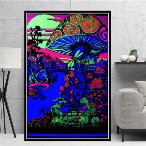Trippy Visual Mushroom Mind Education Posters and Print Psychedelic Magic Black light Wall Art Canvas Painting bilder cuadros