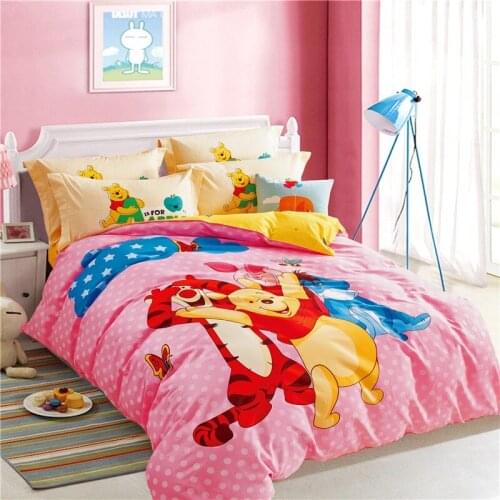 Disney Pink Winnie The Pooh and Tigger Bedding Childrens Bedroom Decoration Duvet Quilt Cover Pillowcase Sheets 3/4 Pieces