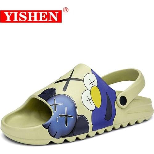 YISHEN Summer Mens Sandals Fashion Beach Thick Sole Colorful Unisex Slippers Waterproof Anti-Slip Footwear Mens Casual Shoes