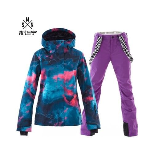 SMN Ski Suit Snowboard Jacket Adult Women Colorful Wind Resistant Waterproof Breathable Outdoor Sport Winter Girls Skiing Suit