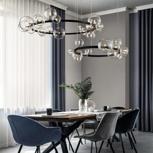 Glass Bubble Living Room Chandelier Modern Simple Bedroom Designer Restaurant Creative Magic Bean Molecular Nordic Lamps