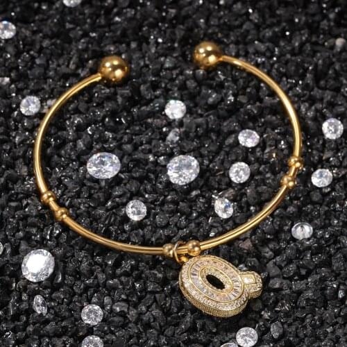 Uwin Initial Letter Bracelet DIY A-Z Small Baguette Copper Charm Bracelet Luxury Punk Wholesale Jewelry