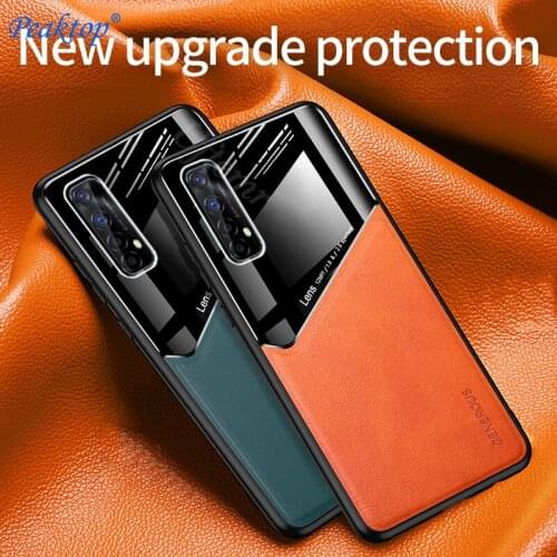 Uftemr Mirror PC Leather Case for OPPO Realme 7 Pro Case Soft TPU Silicone Frame Built-in iron Bumper Cover for Real Me 7 Pro 7i