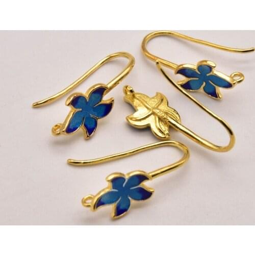 1 Pair 25mm*10mm Cloisonne Style Maple Leaf Earrings Ear Hooks Earring Findings Diy Jewelry Making Accessories JA0329
