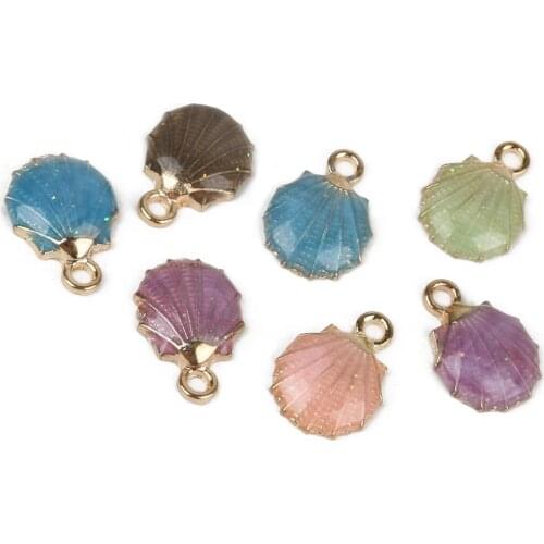 2020 10Pcs Multicolor Seashell Drop Oil Zinc Alloy Metal Pendant Enamel Shell Pendant For DIY Fashion Jewelry Earring Making