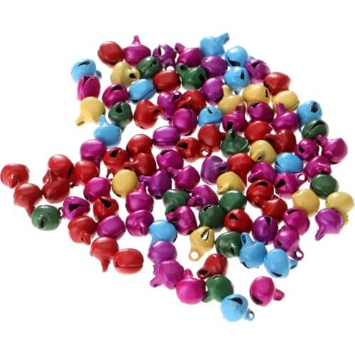 100pcs Jingle Bells Charms Random Colour Iron Beads Christmas Pendants Festival Christmas Crafts Decoration Bells For Crafts