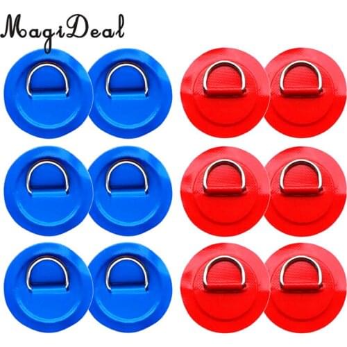 12Pcs 8cm 316 Stainless Steel D Ring Pad/Patch for PVC Inflatable Boat Raft Dinghy Canoe Kayak Surfboard Accessories Red+Blue