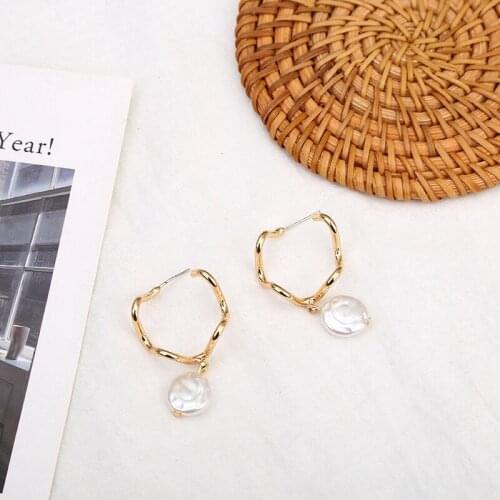 Seashell Irregular Round Dangle Earrings Geometric Lines Long Dangle Earrings Big Drop Earrings for Women Jewelry