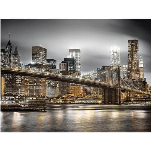 Diamond Painting New York City Night Scenery Full Square Round Drill 5D DIY Diamond Embroidery Landscape Rhinestone Mosaic Deco
