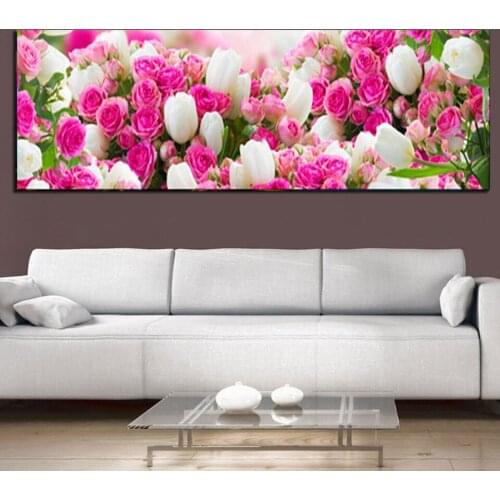 Large 5d diy Diamond Painting Cross Stitch Fresh flowers,Full Square round Diamond Embroidery arts mosaic rose painting wall art
