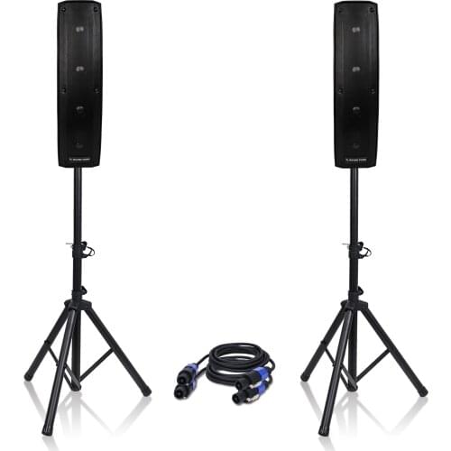 Sound Town Passive Mini Line Array Column Speaker CARPO-V4 with Two 500W 4*4” Column Speakers, Stands & 9 Feet Audio Cables