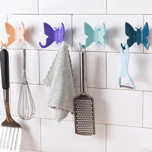 Decorative Shower Hook Holder Butterfly Shaped Wall Hangers for Bag Keys Towels Bathroom RE