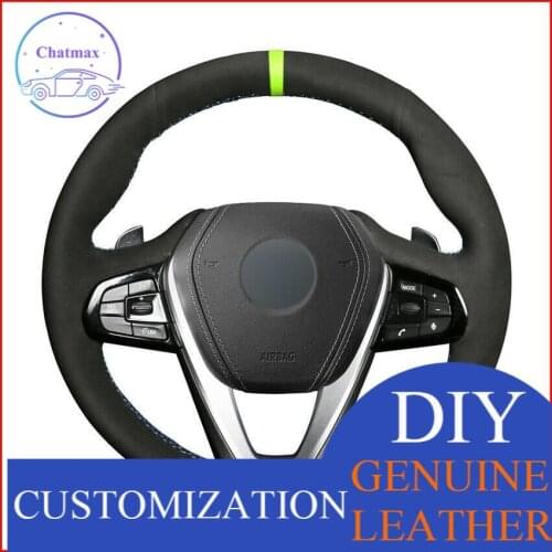 For BMW G30 530i 540i 520d 530e 2016-18 Custom Made Anti Slip Black Suede DIY Car Steering Wheel Cover Anti-slip fit all season