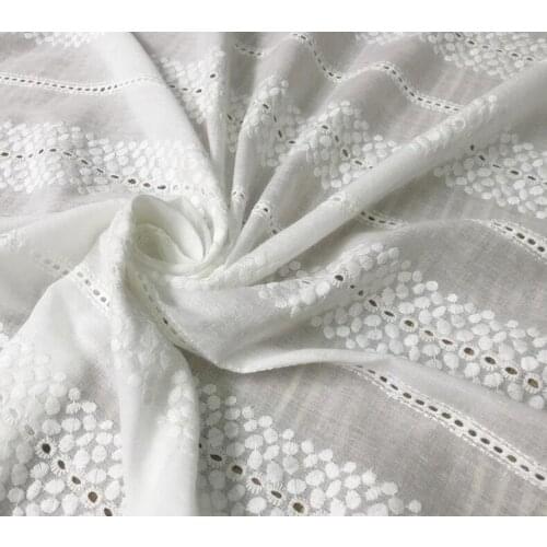 Elegant Cotton Lace Fabric Ladder Embroidered Bridal Lace Fabric For Couture Dress, Home Decor