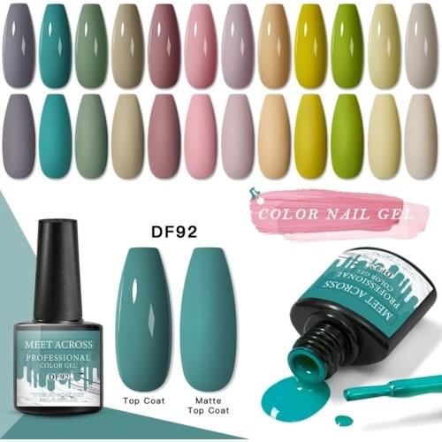 MEET ACROSS 8ml Pure UV Gel Nail Polish Glitter Soak Off UV Gel Varnish Colorful Nail Gel Polish DIY Nail Art Gel Nail Polish