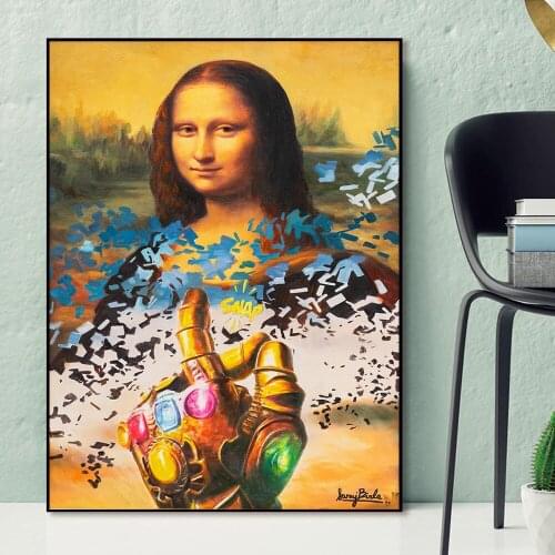 Mona Lisa Snap Finger Graffiti Abstract Canvas Painting Wall Print Graffiti Poster Picture Painting Living Room Home Decoration