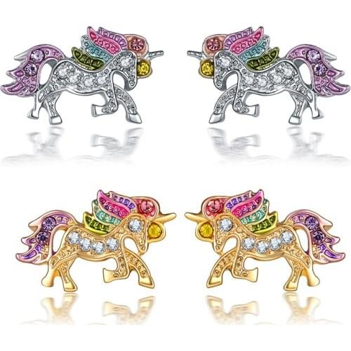 Classic Cartoon Pony Ear Stud Earrings For Women Accessories Jewelry Female Charm Unicorn Earrings For Girl Valentines Day Gift