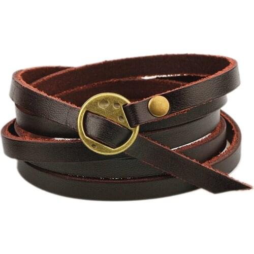 Joyme New Fashion Retro unisex Wide Leather Bracelets Punk Multilayer Warp Bracelet bangles for women men Gift