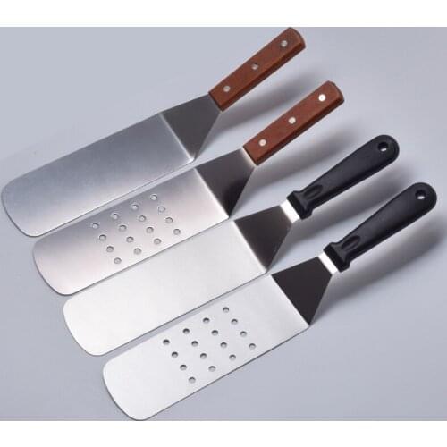 Stainless Steel Grill Spatula Wood Handle Griddle Spatula Steak Frying Shovel Grill Turner Pastry BBQ Tools Steak Fried Shovel