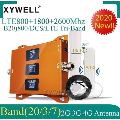 New!! Tri-Band B20 800/1800/2600mhz 4g Cellular Signal Booster LTE DCS 4G Cellular Amplifier 4g Cellphone GSM Repeater 2g 3g 4g