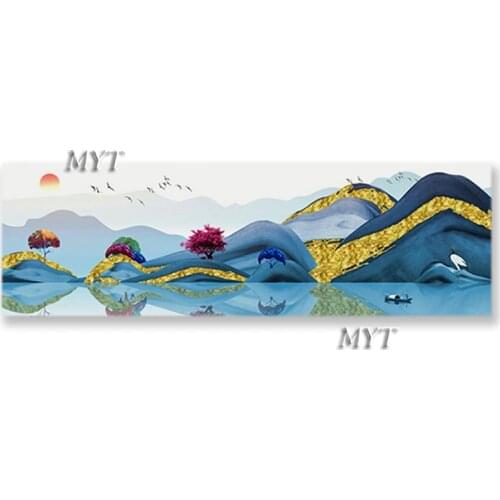 New Arrival Decorative Item Golden Foil Acrylic Art Handmade Abstract Mountain Oil Painting Chinese Style Canvas Wall Decor Art