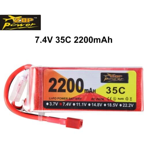 New Arrival ZOP Power 7.4V 35C 2200mAh 2S Lipo Battery T Deans Plug For RC Quadcopter Car Airplane Aircraft