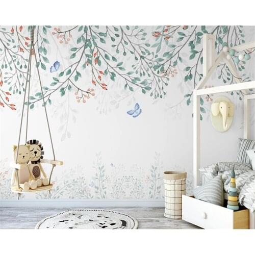 Beibehang Customized modern minimalist nordic leaf flower elk retro background wallpaper wall papers home decor papier peint