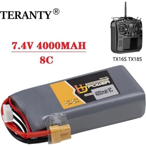 4000mAh 2S 7.4V 8C rechargeable battery TX16S TX18S TRemote Control Transmitter JST-XH and XT30 Plug Large Endurance
