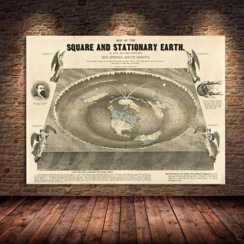 High Definition Poster and Prints 1892 Flat Earth Map Movie World Modern Painting Art Wall Pictures for Living Room Cuadros