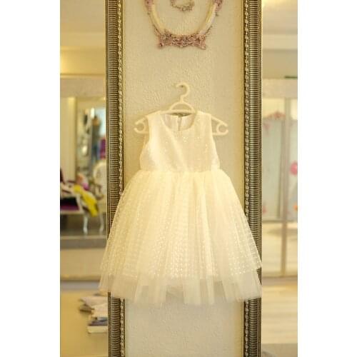 Baby girl Dress Trend Midi Polka Dot Zipper Short Sleeve Woven Standard Bike Collar White Sequin Brand New Wristwatch for Flat