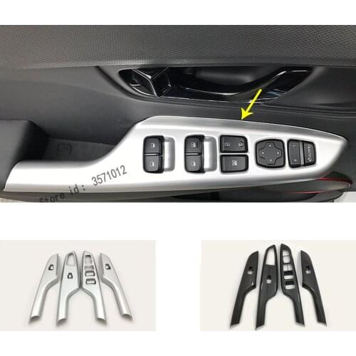 Car Stick Door Inner Window Glass Armrest Lift Switch Button Trim Frame 4pcs For Hyundai Kona Encino Kauai 2017 2018 2019 2020