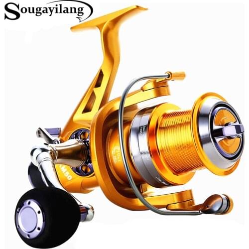 Sougayilang Carp Fishing Reel CNC Metal Spool Double Brake Spinning Fishing Reel Wheel for Freshwater Saltwater Travel Fishing