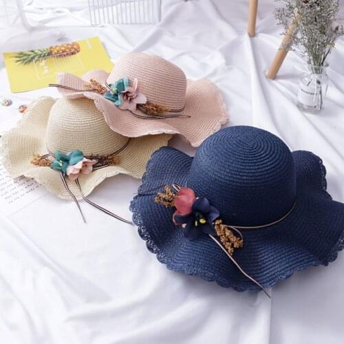 Fashion Children Kids Sun Hat Girl Summer Floral Design Beach Straw Hats Flat Cap 4-8Y Cute Toddler Girl Accessories Hat