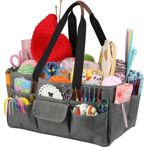High Capacity Knitting Needles Storage Bag Portable Yarn Wool Tote Bags Crochet Hooks Sewing Tools Accessories Organizer Case