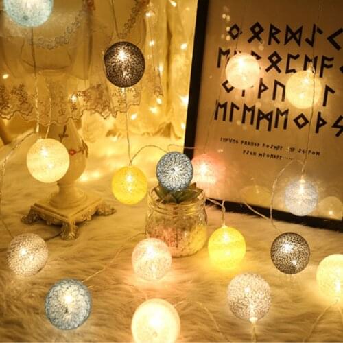 10 LED Cotton Ball Garland String Lights Baby Fairy Lighting For Outdoor Holiday Wedding Home Decoration Color LED Night Light