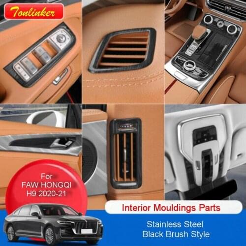 Tonlinker Interior Car Moulding Parts For FAW HONGQI H9 2020-2021 Car Styling 2-4 PCS Stainless steel Black Brush Cover Stickers