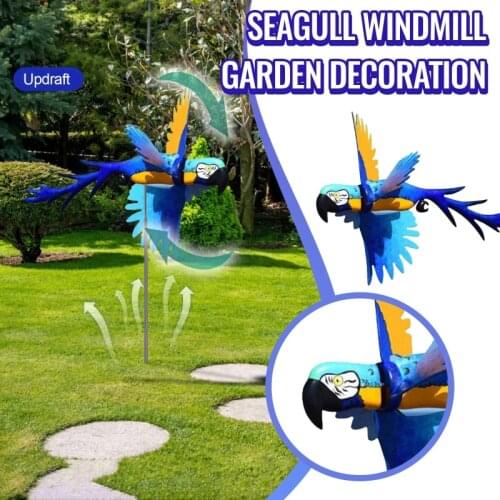 Asuka Windmill Wind Spinner Parrots Windmill Whirly Yard Stakes Garden Lawn Flower Pots Terraces Outdoor Garden Decoration